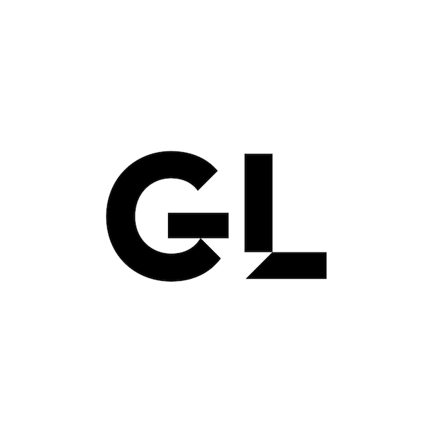 GL Monogramm Logo Design Buchstabe Text Name Symbol Monochrom Logotyp Alphabet Zeichen Einfaches Logo