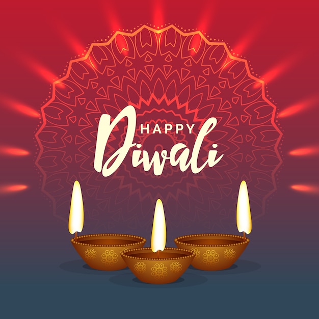 Glänzend diwali festival gruß hintergrund mit mandala dekoration