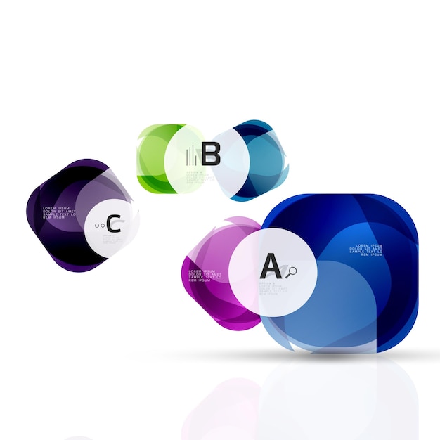 Glänzende abstrakte Elemente. Vektorvorlagenhintergrund für Druck-Workflow-Layout-Diagramm-Nummernoptionen oder Webdesign-Banner