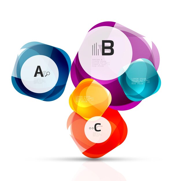 Glänzende abstrakte Elemente. Vektorvorlagenhintergrund für Druck-Workflow-Layout-Diagramm-Nummernoptionen oder Webdesign-Banner