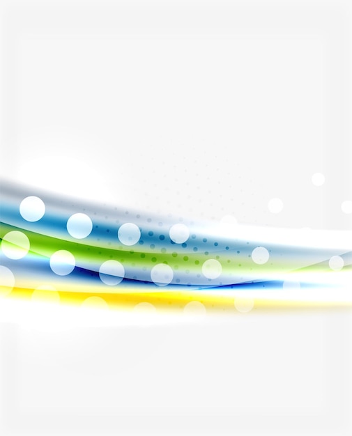 Vektor glänzende farbige linien mit lichteffekten und kreisen wellen abstrakter hintergrund