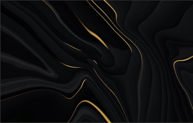 glänzende flüssige schwarze farbe mit goldenem linienhintergrunddesign