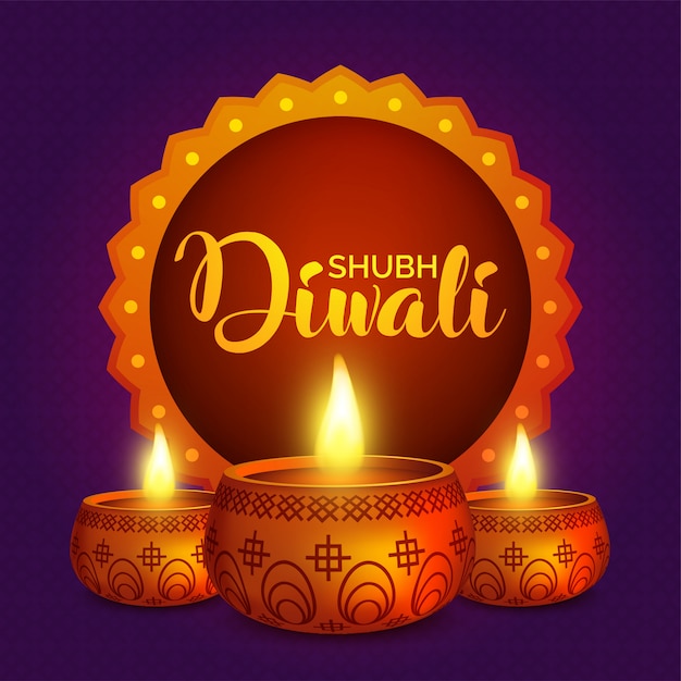 Vektor glänzende öllampenillustration für shubh dipawali-feier