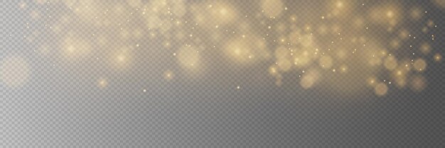 Glänzende Partikel und Lichter auf durchsichtigem Hintergrund