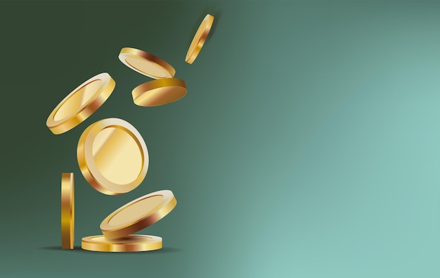 Glänzende, realistische Goldmünzen, ideal für Werbebanner oder Spielhintergrund