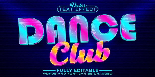 Glänzende Retro Dance Club Vektor editierbare Texteffektvorlage