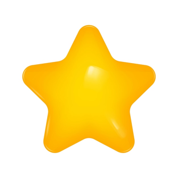 Glänzender 3D-Stern Gelbes Symbol Sternrangzeichen Bewertung