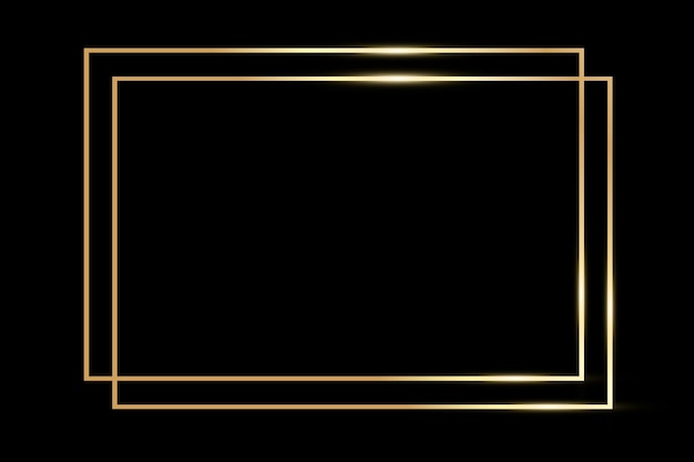 Glänzender minimalistischer goldener Rahmen auf schwarzem Hintergrund