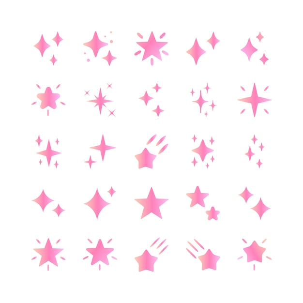 Glänzender sternvektor mit rosa farbverlauf, der magisch funkelt