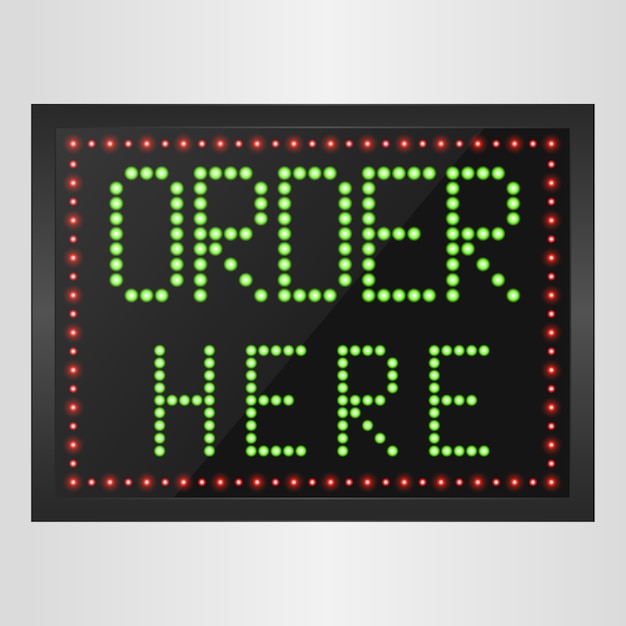 Glänzendes Retro-LED-Licht Banner Bestellen Sie hier Zeichen