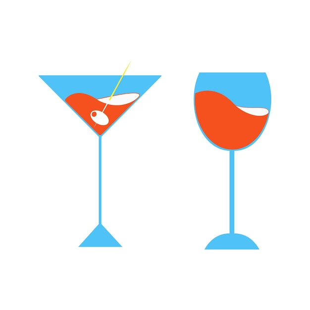 Gläser cocktails flaches design vektor illustration symbol zeichen isoliert auf weißem hintergrund.