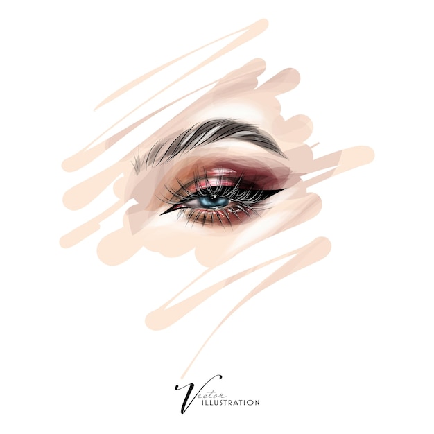 Vektor glamour girl make-up modeillustration. stilvolle kunstskizze. schönheits- und stilvektorzeichnung.