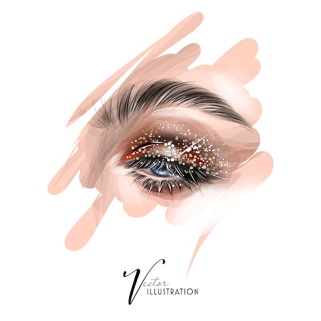 Vektor glamour girl make-up modeillustration. stilvolle kunstskizze. schönheits- und stilvektorzeichnung.