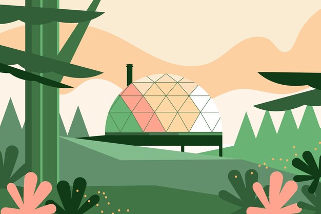 Glamping-Illustration des flachen Designs