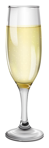 Glas mit Champagner auf weißem Hintergrund