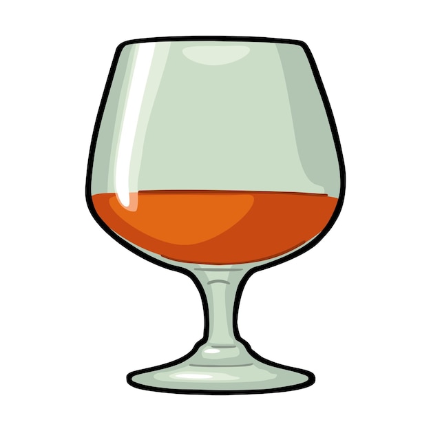 Glas und flasche cognac farbvektorillustration