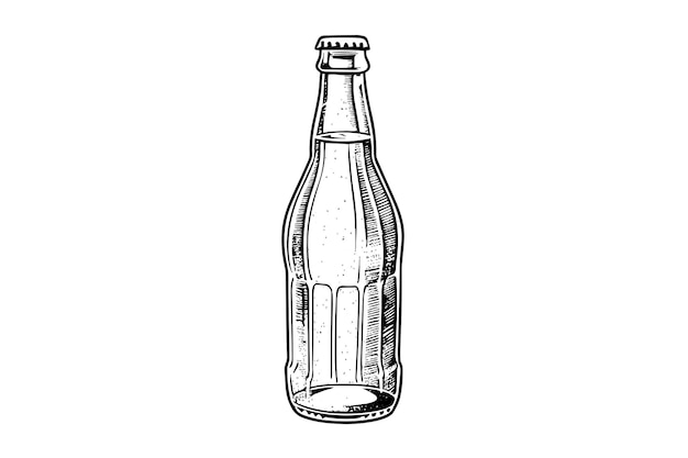 Vektor glasflasche limonade tintenskizze einer handgezeichneten vintage-vektorillustration von cola