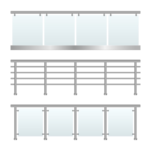 Glasgeländersatzillustration auf weißem Hintergrund