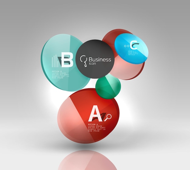 Glaskreis-Infografiken Vektor-Vorlagenhintergrund für Druck-Workflow-Layout-Diagramm-Nummernoptionen oder Webdesign-Banner