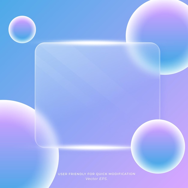 Glasmorphismus Glas Rundkreis Rahmen frostiertes Glas Hellblau Violett Gradient Hintergrundvektor