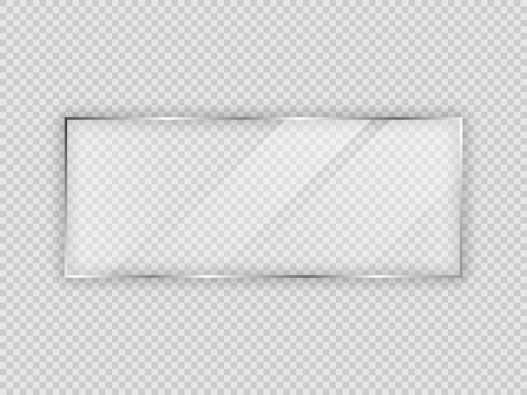 Vektor glasplatte im rechteckigen rahmen isoliert auf transparentem hintergrund. vektor-illustration.