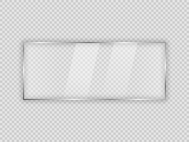 Vektor glasplatte im rechteckigen rahmen isoliert auf transparentem hintergrund vektor-illustration