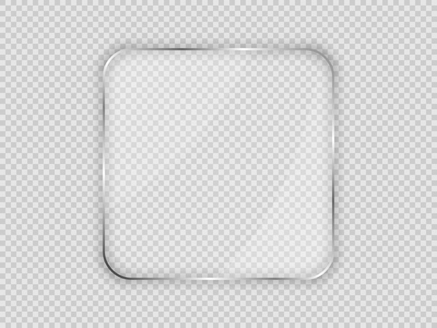 Glasplatte in abgerundetem quadratischem Rahmen isoliert auf transparentem Hintergrund Vektor-Illustration