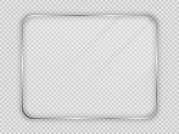 Glasplatte in abgerundetem rechteckigem Rahmen isoliert auf transparentem Hintergrund. Vektor-Illustration.