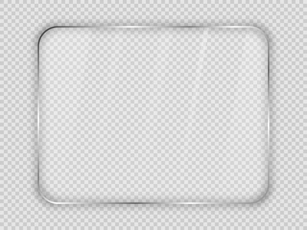 Glasplatte in abgerundetem rechteckigem Rahmen isoliert auf transparentem Hintergrund. Vektor-Illustration.
