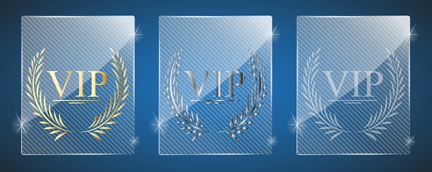 Glass vip awards. illustration. drei varianten.