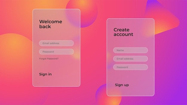 Glassmorphism-konzept mit geometrischen formen. farbverlauf-vektor-glasmorphismus-banner-hintergrund.