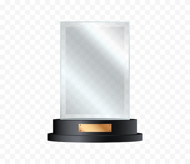 Glastrophäe Realistischer Kristallpreis oder Acrylpreis Gewinner Glasbecher auf Ständer
