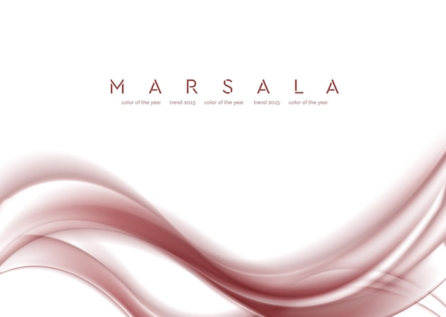 Glatte abstrakte marsala-wellen auf weißem hintergrund. trendfarbe 2015