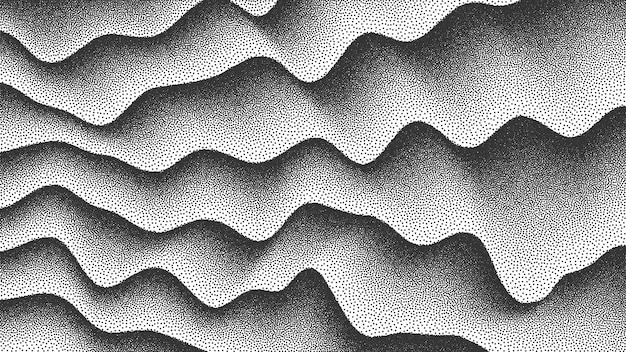 Glatte gekrümmte linien dotwork-hintergrund des abstrakten vektor-3d