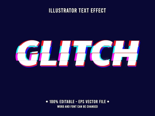 Vektor glitch bearbeitbarer texteffekt im modernen stil