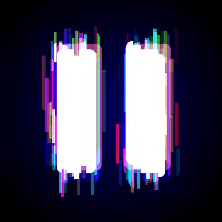 Vektor glitch-pause-symbol design verzerrter glitch-stil moderner hintergrund glow-design für grafikdesign banner poster flyer broschüre karte vektor-illustration