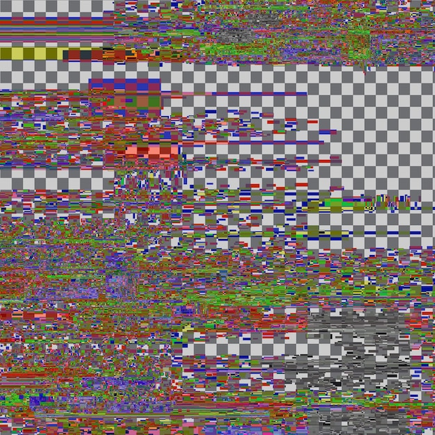 Glitch-textur computerbildschirmfehler digitales pixelrauschen abstraktes design fernsehsignalausfall datenverfall transparenz-glitch-hintergrund monitor technisches problem