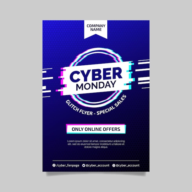 Glitch Vorlage Cyber Montag Flyer