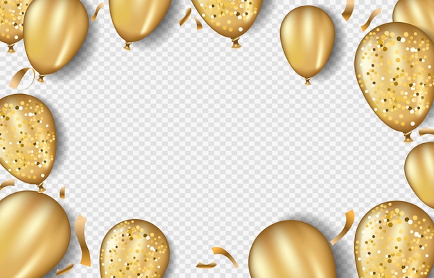 Glitzer gold Luftballons Rahmenvorlage