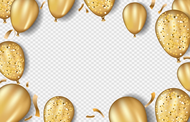 Glitzer gold luftballons rahmenvorlage