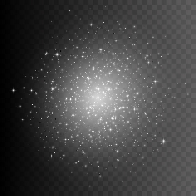 Glitzersilberstaub. Glitzersternlicht. Transparente Vektorillustration