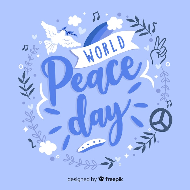 Vektor global peace day schriftzug