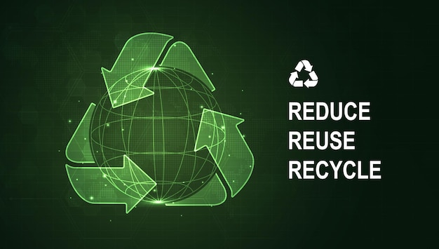 Global Recycling Day grüne Pfeile Recycling-Symbol mit dem Planeten Erde und Ikonen Wiederverwendung reduzieren Recycling nachhaltige Entwicklung Konzept von umweltfreundlichen Praktiken Vektordesign