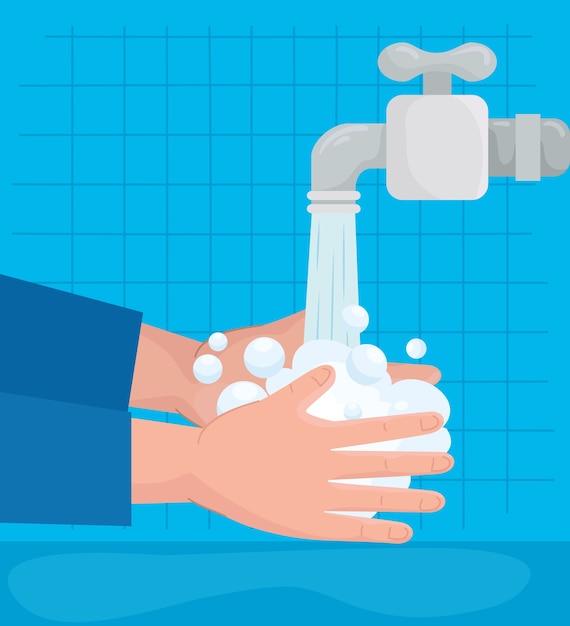 Globale Händewasch-Tageshände mit Wasserhahn-Design, Hygiene waschen Gesundheit und reinigen
