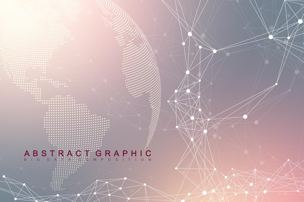 Globale Netzwerkverbindung. Netzwerk- und Big-Data-Austausch über den Planeten Erde im Weltraum. Globales Geschäft. Vektor-Illustration.