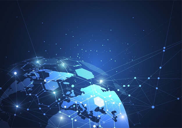 Globale Netzwerkverbindung Weltkarte Punkt