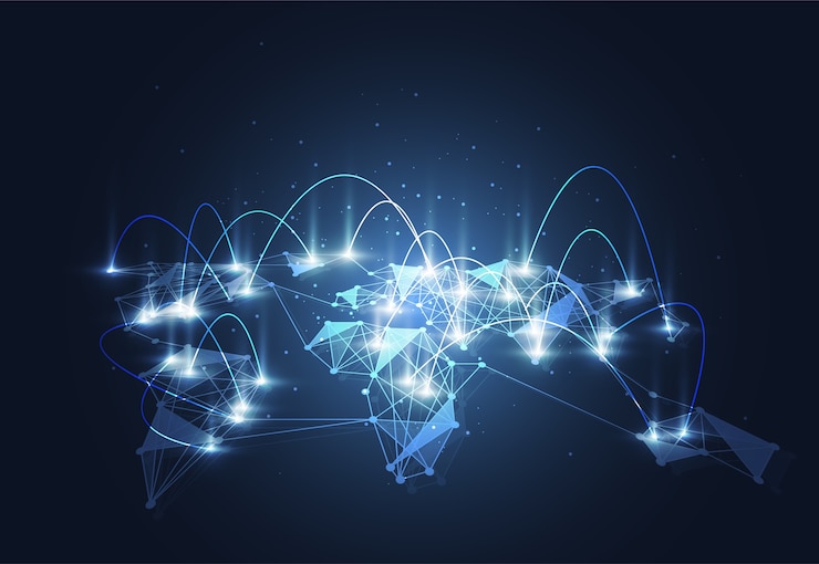 Vektor globale netzwerkverbindung. weltkarte punkt