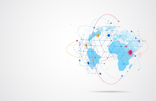 Globale Netzwerkverbindung Weltkartenpunkt- und Linienkompositionskonzept des globalen Geschäfts