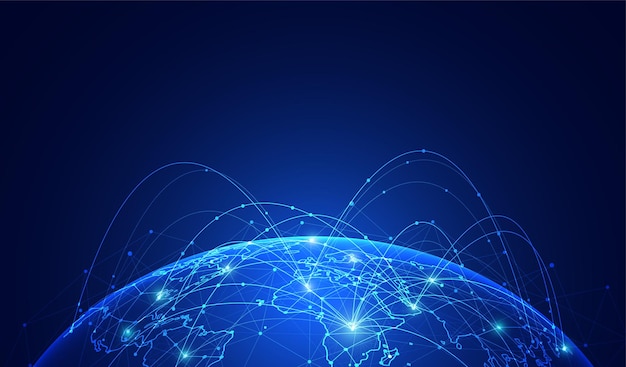 Globale Netzwerkverbindung Weltkartenpunkt- und Linienkompositionskonzept des globalen Geschäfts