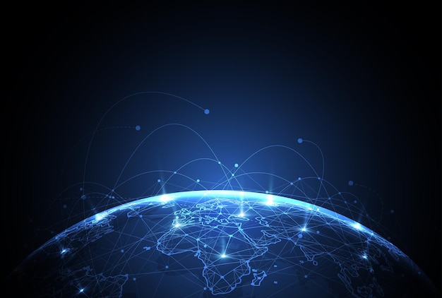 Globale Netzwerkverbindung Weltkartenpunkt- und Linienzusammensetzung Konzept der globalen